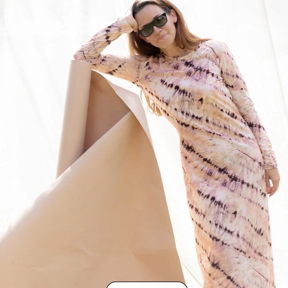 Munthe peach tie dye mail relaxed casual midi dress - Picture 1 of 7